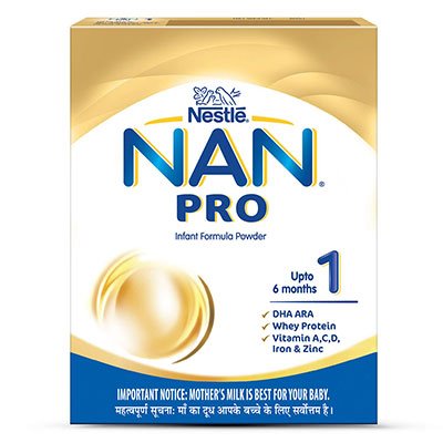  Nestle Nan Pro 1 Infant Formula Powder - Upto 6 months, Stage 1 400 g Bag-In-Box
